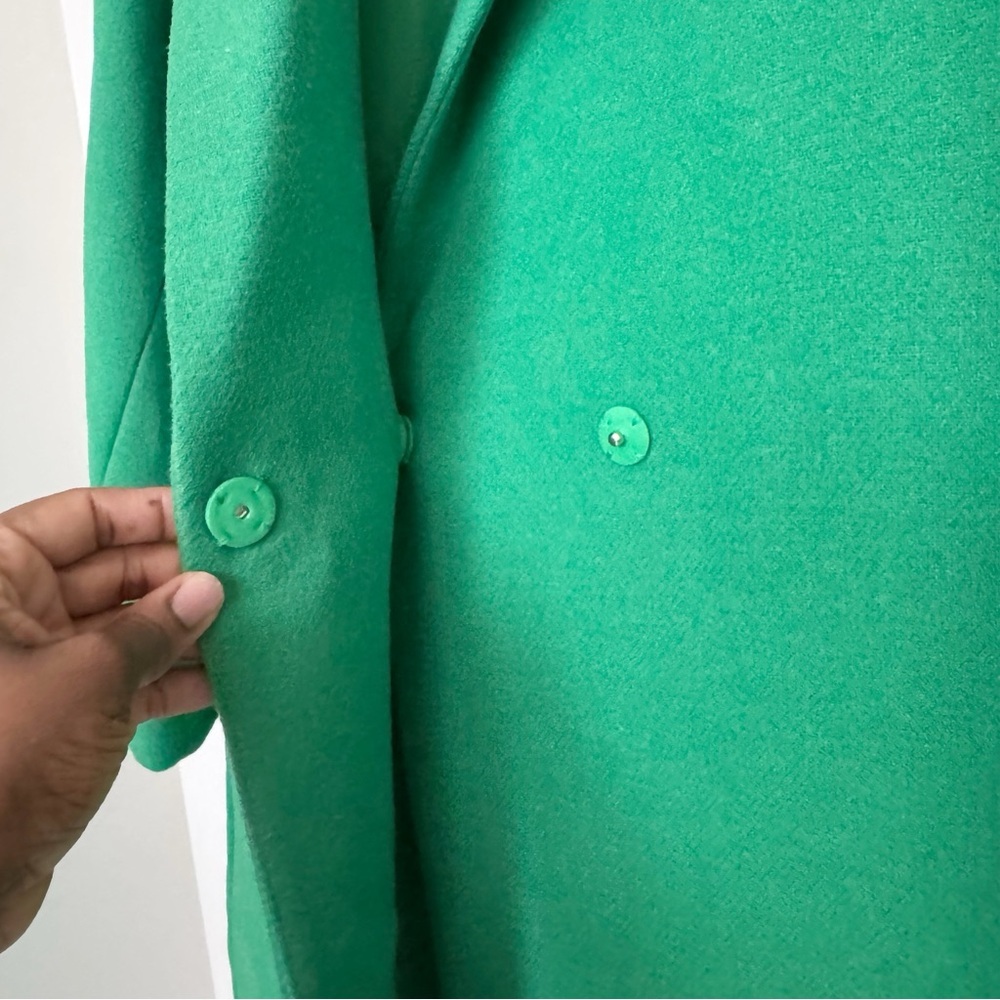 Green Single-Button Long Coat - Picture 14 of 16
